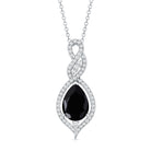Real 2.2 Carat Black Onyx Teardrop Pendant Necklace with Moissanite AAA - Rosec Jewels