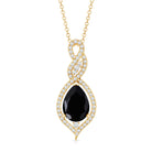 Real 2.2 Carat Black Onyx Teardrop Pendant Necklace with Moissanite AAA - Rosec Jewels