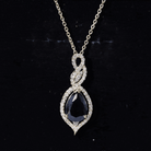 1.75 Carat Pear Shape Black Spinel Statement Necklace with Moissanites AAA - Rosec Jewels
