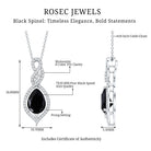 1.75 Carat Pear Shape Black Spinel Statement Necklace with Moissanites AAA - Rosec Jewels