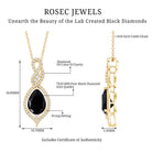 Created Black Diamond Teardrop Dangle Pendant with Diamond Accent AAAA ( Synthetic ) - Rosec Jewels