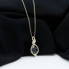 Created Black Diamond Teardrop Dangle Pendant with Diamond Accent AAAA ( Synthetic ) - Rosec Jewels