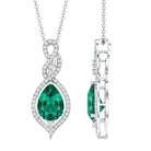 Certified 2.5 Carat Lab Grown Emerald and Diamond Bridal Necklace AAAA - Rosec Jewels