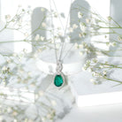 Certified 2.5 Carat Lab Grown Emerald and Diamond Bridal Necklace AAAA - Rosec Jewels