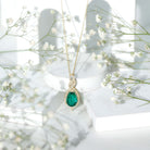 Certified 2.5 Carat Lab Grown Emerald and Diamond Bridal Necklace AAAA - Rosec Jewels