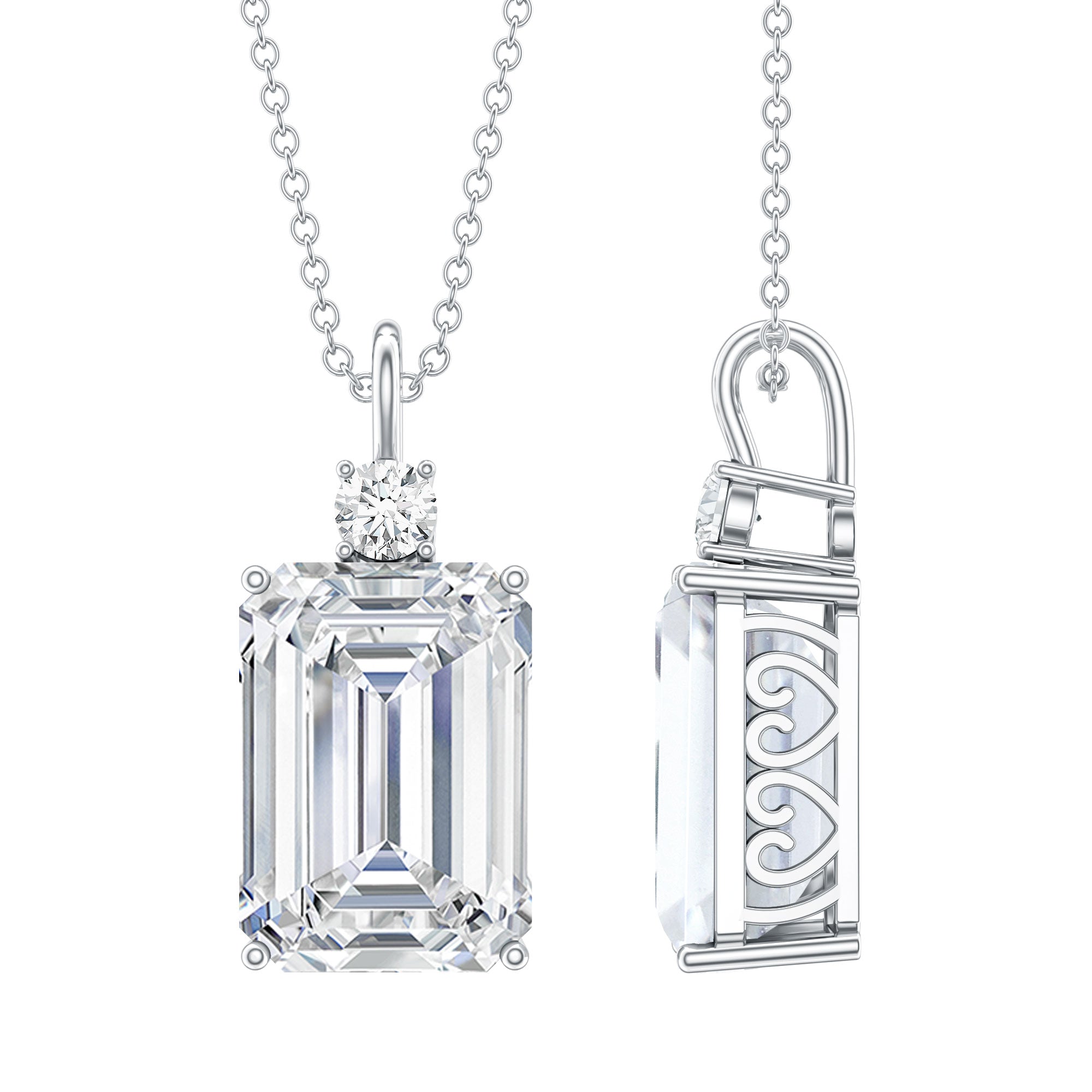 Certified 4.5 Carat Emerald Cut Moissanite Pendant for Women D-VS1 - Rosec Jewels