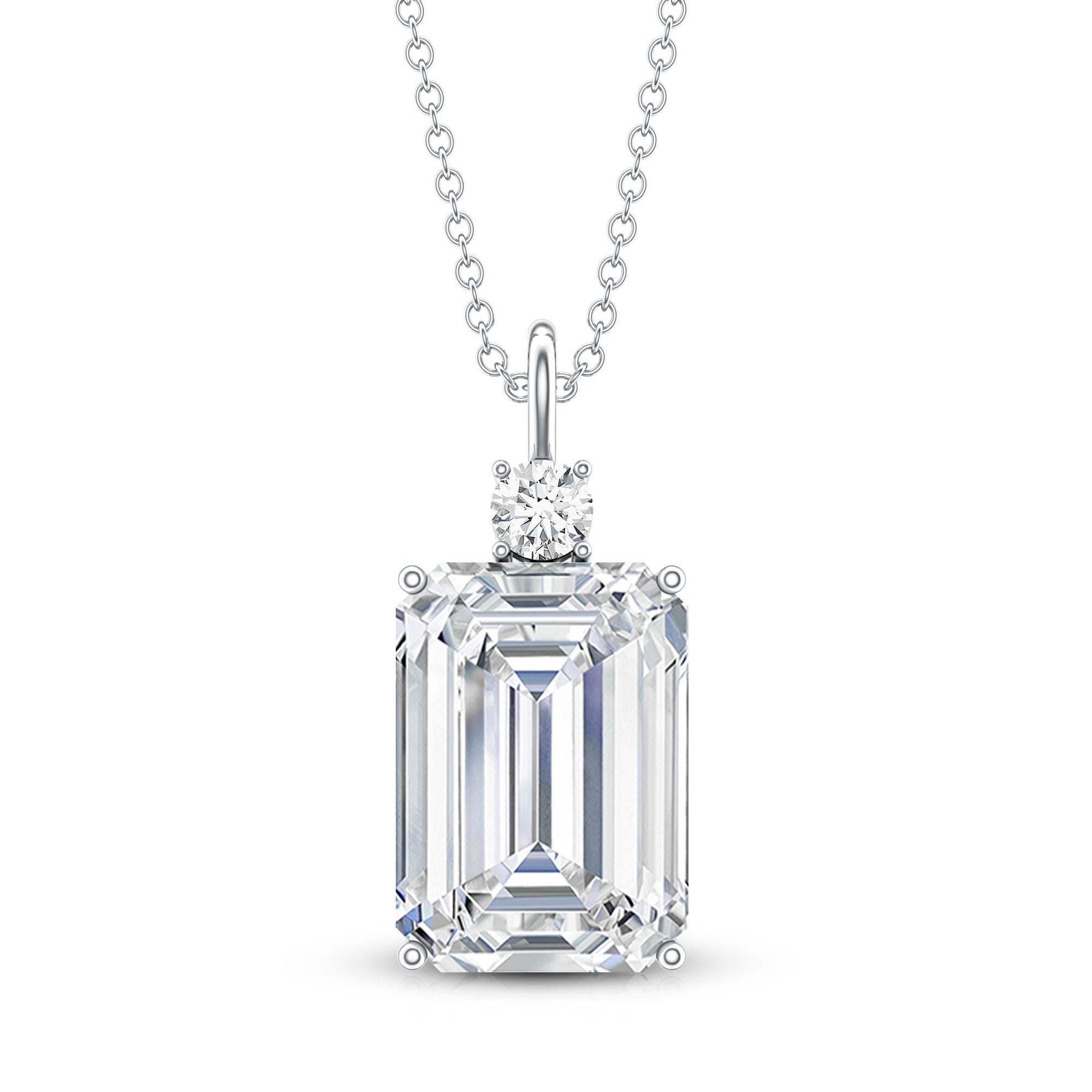 Certified 4.5 Carat Emerald Cut Moissanite Pendant for Women D-VS1 - Rosec Jewels