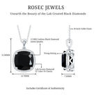 6 Carat Cushion Cut Lab Grown Black and White Diamond Halo Necklace AAAA ( Synthetic ) - Rosec Jewels