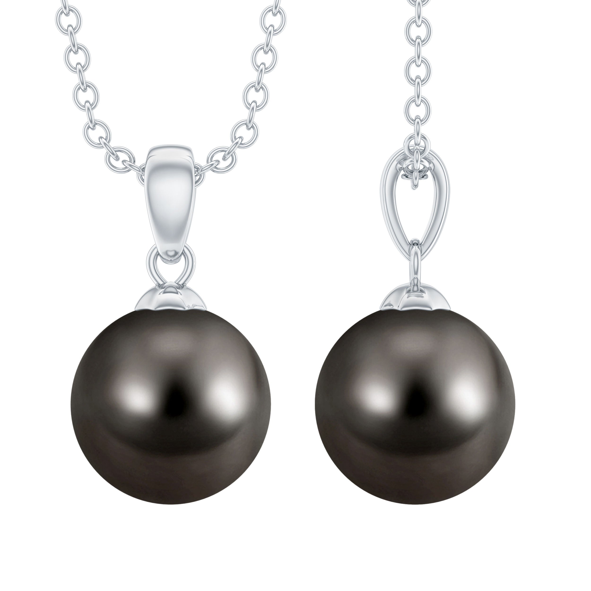 Simple Solitaire Black Pearl Pendant Necklace Tahitian pearl - ( AAA ) - Quality - Rosec Jewels