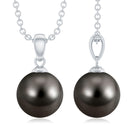 Simple MM Round Tahitian Black Pearl Solitaire Necklace – Rosec