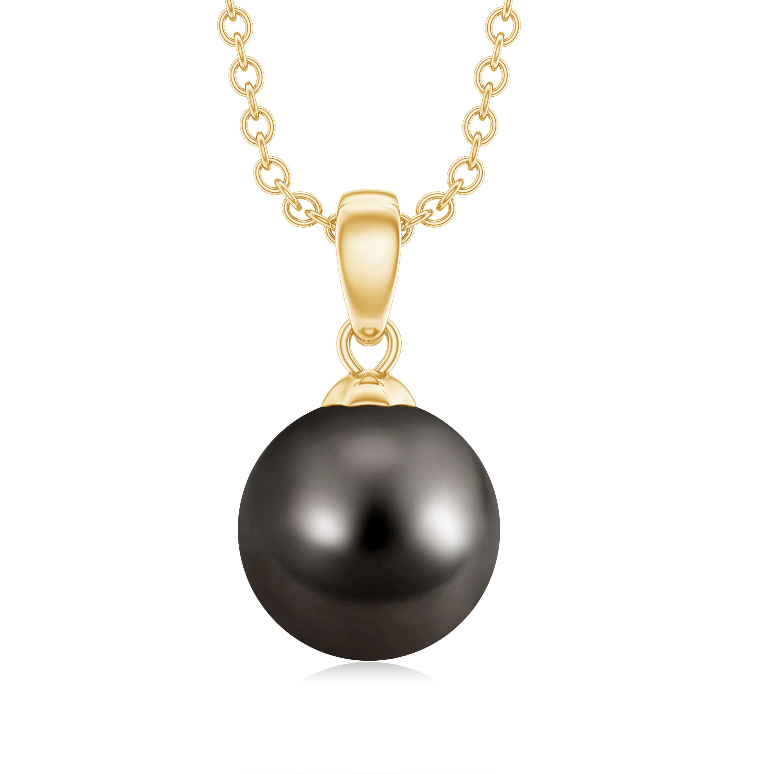 Simple Solitaire Black Pearl Pendant Necklace Tahitian pearl - ( AAA ) - Quality - Rosec Jewels