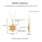 Certified Citrine Flower Pendant Necklace with Silver Chain AAA 14K Yellow Gold Plated Silver - Rosec Jewels