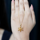 Certified Citrine Flower Pendant Necklace with Silver Chain AAA 14K Yellow Gold Plated Silver - Rosec Jewels