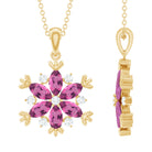 Rosec Jewels-Certified Pink Tourmaline Flower Pendant Necklace with Silver Chain