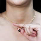 1.6 Carat Pear Shaped Black Onyx Solitaire Necklace with Silver Chain AAA 14K Yellow Gold Plated Silver - Rosec Jewels