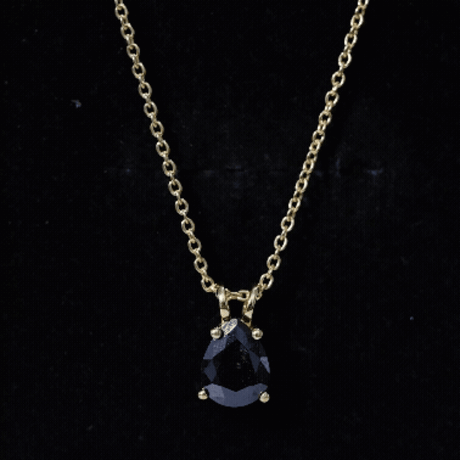 Pear Shaped 2.75 Carat Lab Grown Black Diamond Teardrop Necklace with Chain AAAA ( Synthetic ) 14K Yellow Gold Plated Silver - Rosec Jewels