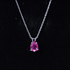 Certified 1.8 Carat Lab Grown Pink Sapphire Teardrop Necklace AAAA 92.5 Sterling Silver - Rosec Jewels