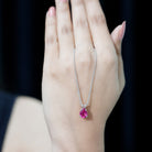 Certified 1.8 Carat Lab Grown Pink Sapphire Teardrop Necklace AAAA 92.5 Sterling Silver - Rosec Jewels