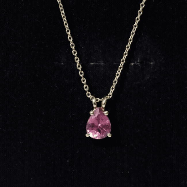 Genuine 1.6 Carat Pink Tourmaline Teardrop Necklace with Chain AAA 14K Yellow Gold Plated Silver - Rosec Jewels
