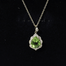 Natural 2.2 Carat Pear Shape Peridot Vintage Necklace with Lab Grown Diamond AAA 14K Yellow Gold Plated Silver - Rosec Jewels