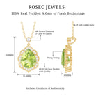 Natural 2.2 Carat Pear Shape Peridot Vintage Necklace with Lab Grown Diamond AAA 14K Yellow Gold Plated Silver - Rosec Jewels