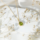 Natural 2.2 Carat Pear Shape Peridot Vintage Necklace with Lab Grown Diamond AAA 14K Yellow Gold Plated Silver - Rosec Jewels