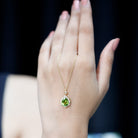 Natural 2.2 Carat Pear Shape Peridot Vintage Necklace with Lab Grown Diamond AAA 14K Yellow Gold Plated Silver - Rosec Jewels