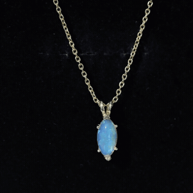 Yellow Gold Plated 1 Carat Marquise Ethiopian Opal Pendant Necklace with Chain AAA 14K Yellow Gold Plated Silver - Rosec Jewels
