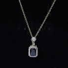 Vintage Style 1.25 Carat Emerald Cut Lab Created Black and White Diamond Necklace AAAA ( Synthetic ) 14K Yellow Gold Plated Silver - Rosec Jewels