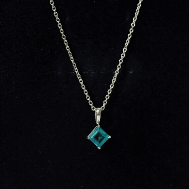 Princess Cut Lab Grown Emerald Solitaire Pendant Necklace with Chain AAAA 14K Yellow Gold Plated Silver - Rosec Jewels