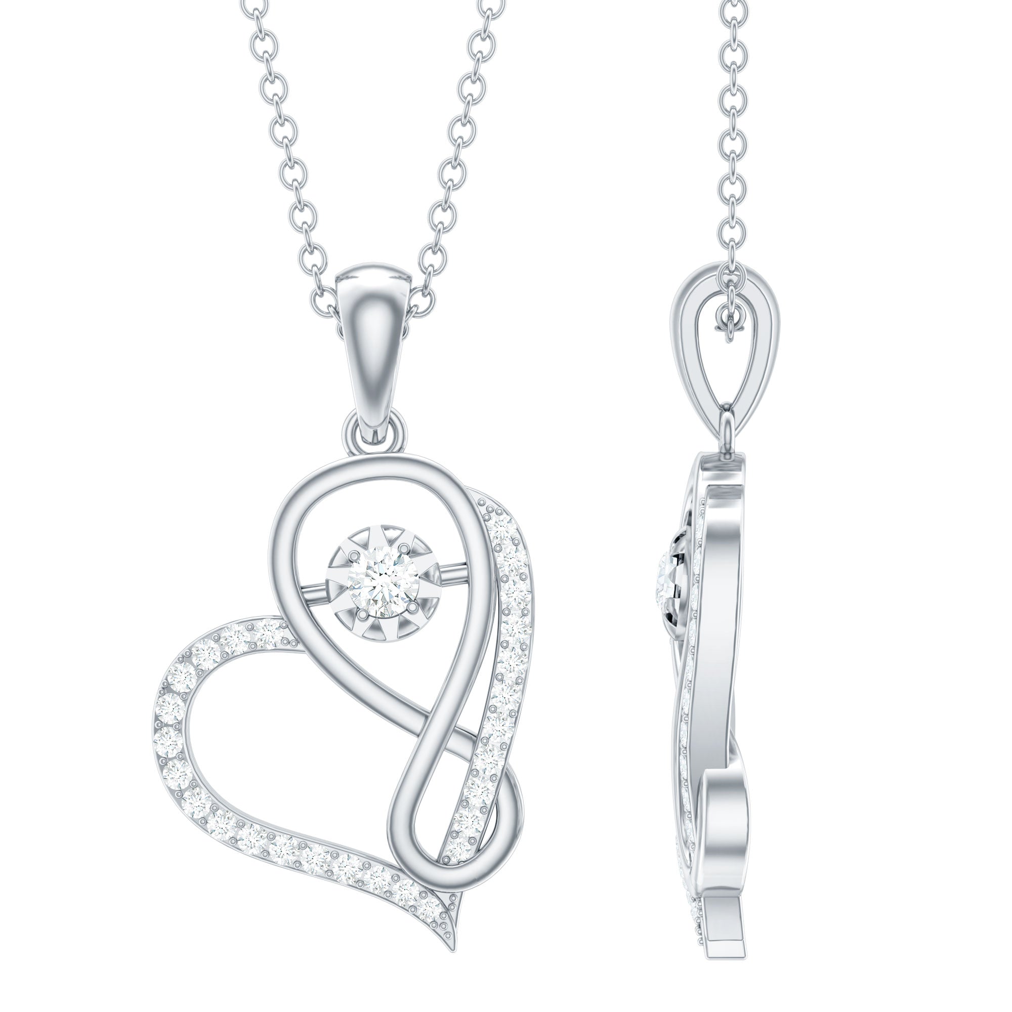 Rosec Jewels-Lab Diamond Infinity Heart Necklace With Certificate