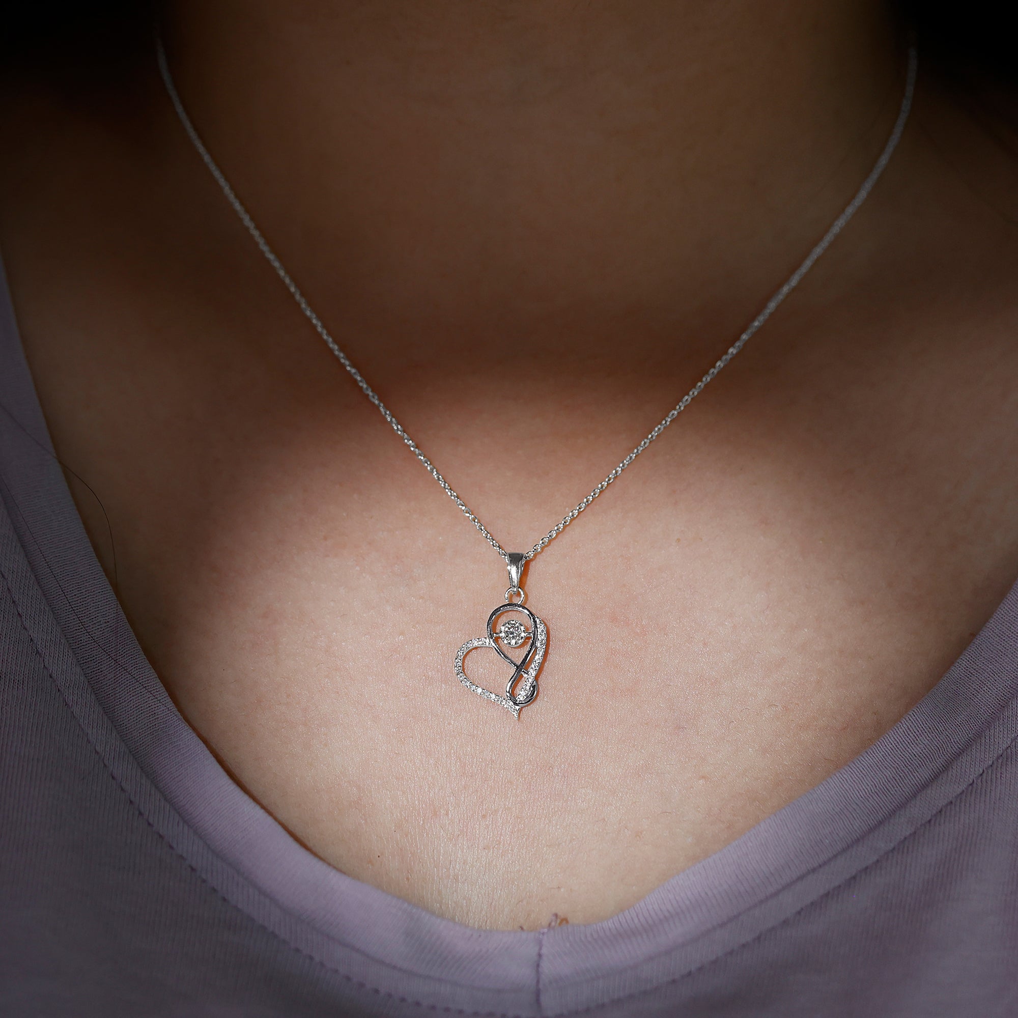 Rosec Jewels-Lab Diamond Infinity Heart Necklace With Certificate