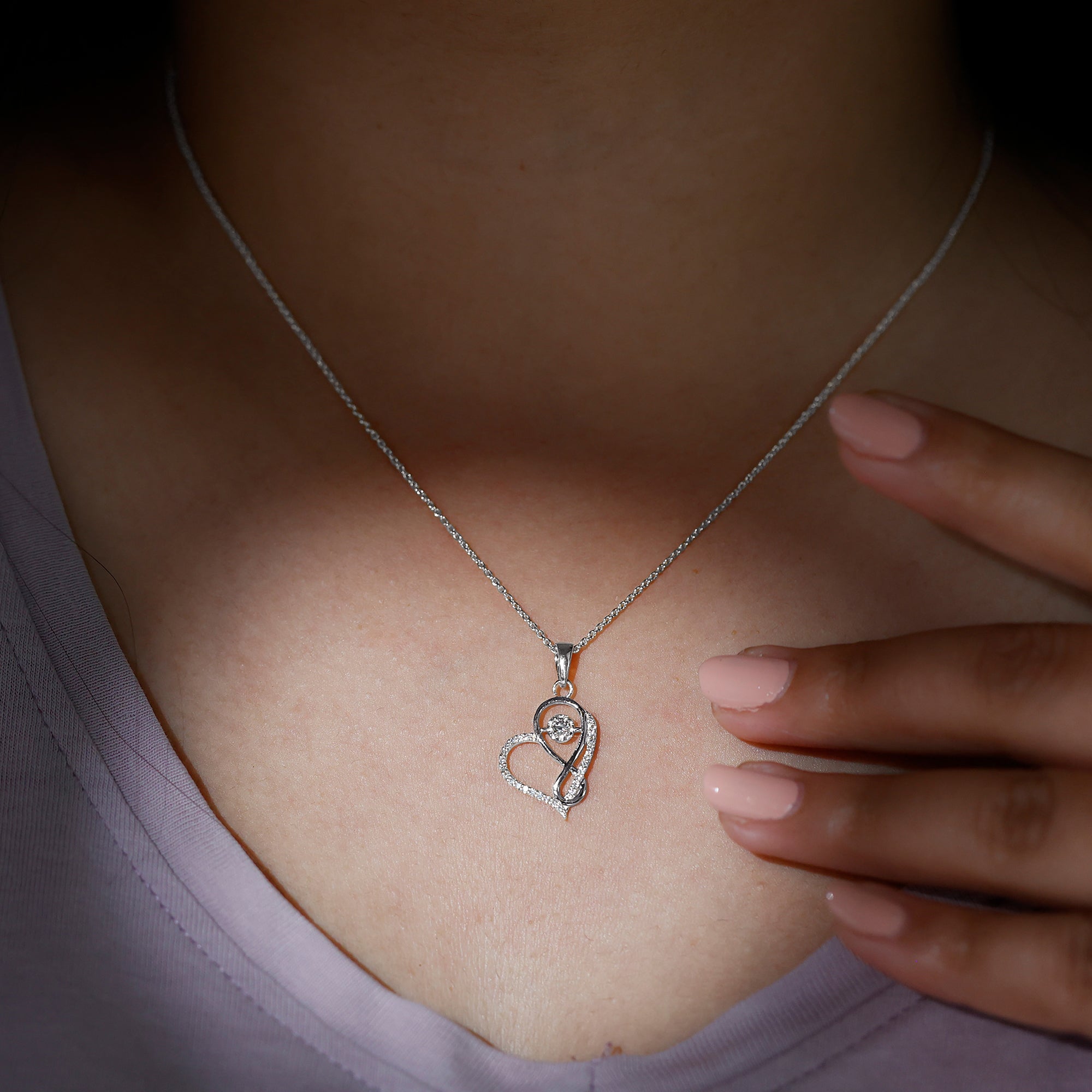 Rosec Jewels-Lab Diamond Infinity Heart Necklace With Certificate