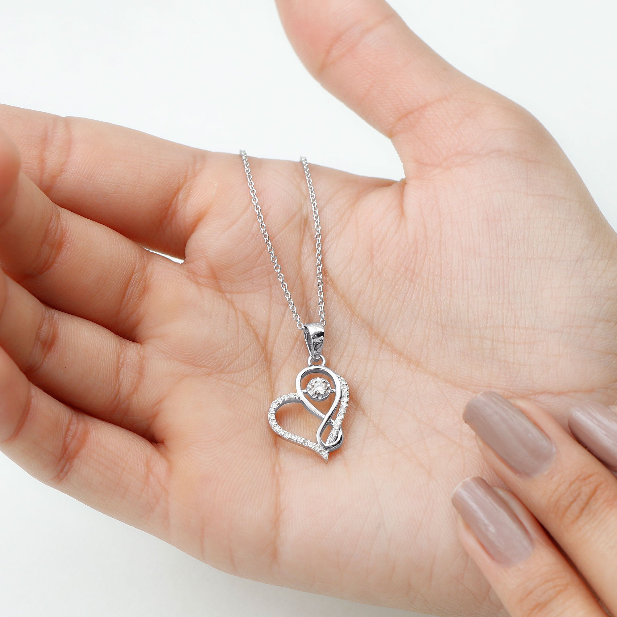 Rosec Jewels-Lab Diamond Infinity Heart Necklace With Certificate