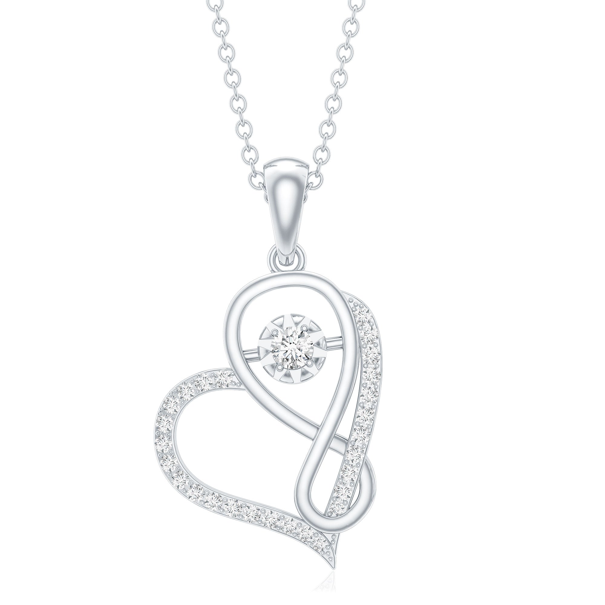 Lab Diamond Infinity Heart Necklace With Certificate Lab - ( EF-VS ) - Rosec Jewels