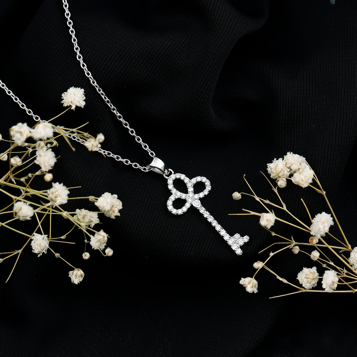 Certified Lab Created Diamond Key To My Heart Necklace Lab - ( EF-VS ) - Rosec Jewels