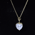 Certified 3.4 Carat Moissanite Heart Necklace for Women D-VS1 14K Yellow Gold Plated Silver - Rosec Jewels