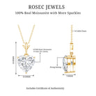 Certified 3.4 Carat Moissanite Heart Necklace for Women D-VS1 14K Yellow Gold Plated Silver - Rosec Jewels