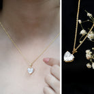 Certified 3.4 Carat Moissanite Heart Necklace for Women D-VS1 14K Yellow Gold Plated Silver - Rosec Jewels
