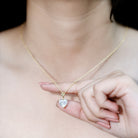 Certified 3.4 Carat Moissanite Heart Necklace for Women D-VS1 14K Yellow Gold Plated Silver - Rosec Jewels