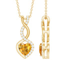 Rosec Jewels-Natural Citrine Infinity Heart Necklace with Silver Chain