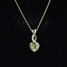 Natural Peridot Heart and Infinity Necklace With Diamond AAA 14K Yellow Gold Plated Silver - Rosec Jewels