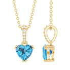 Rosec Jewels-Heart Shaped Blue Topaz Solitaire Pendant Necklace with Chain