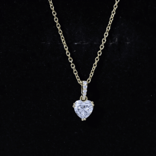 Certified 1 Carat Moissanite Heart Pendant Necklace for Women D-VS1 14K Yellow Gold Plated Silver - Rosec Jewels