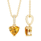 Rosec Jewels-Solitaire Citrine Diamond Heart Locket with Silver Chain