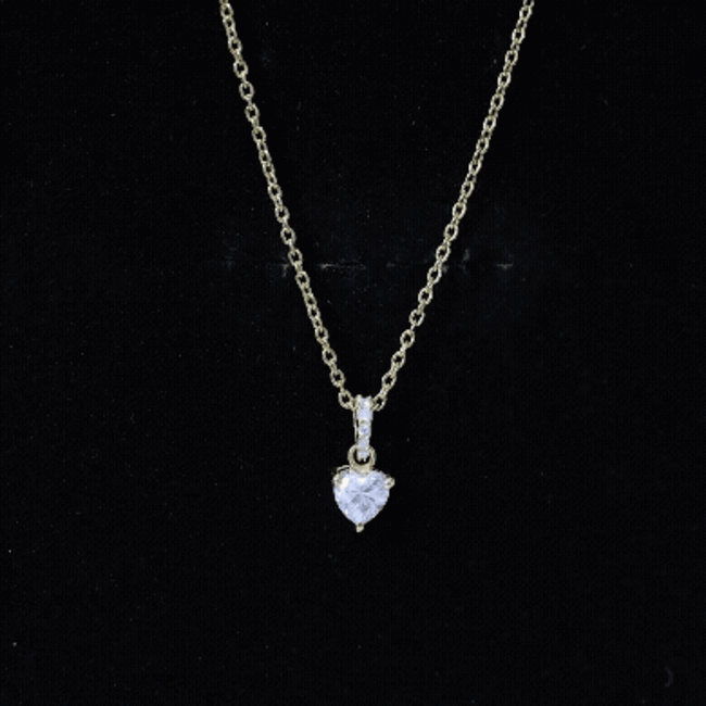 Yellow Gold Plated Silver 0.5 Carat Moissanite Heart Pendant with Chain D-VS1 14K Yellow Gold Plated Silver - Rosec Jewels