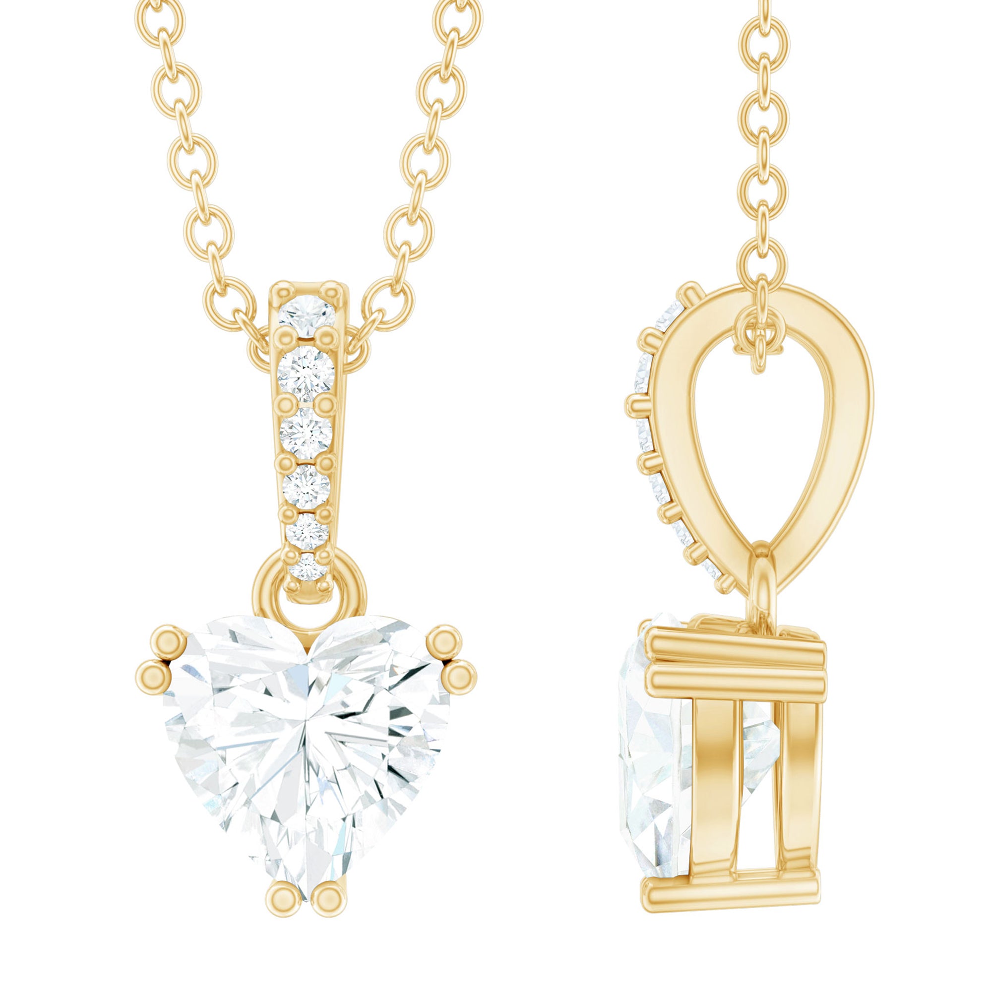 Certified 5MM Moissanite Heart Locket With Silver Chain