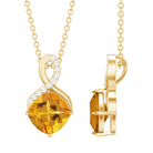 Rosec Jewels-Cushion Cut 8 MM Citrine Infinity Sign Necklace with Silver Chain