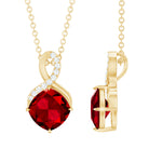 Rosec Jewels-8 MM Lab Created Ruby and Diamond Infinity Necklace with Chain