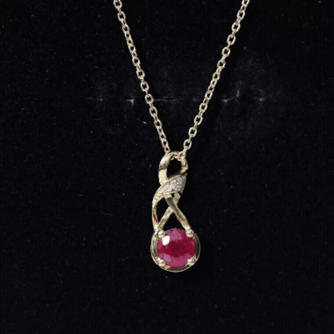 Natural 1.5 Carat Ruby and Diamond Infinity Necklace with Silver Chain AAA 14K Yellow Gold Plated Silver - Rosec Jewels